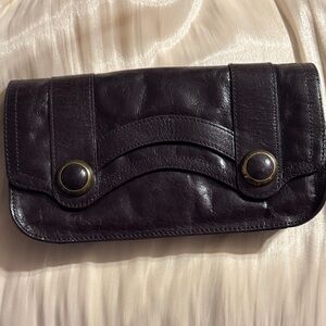 Kate Landry Purple Clutch with Paisley Print Interior